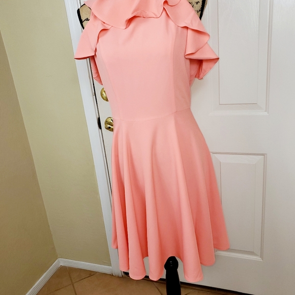 NICOLE MILLER STUDIO Ruffle Cold Shoulder Dress  - Picture 8 of 10